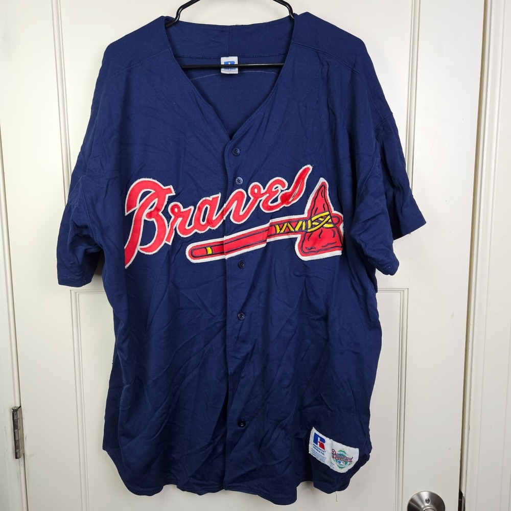 Vtg Atlanta Braves Dion Sanders #24 MLB Russell Athletic Diamond Collection 52